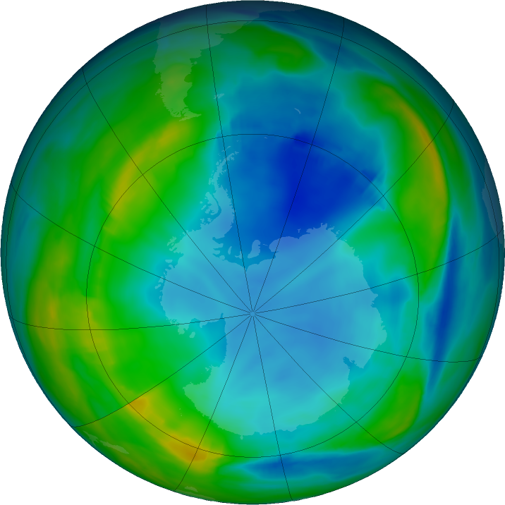Antarctic ozone map for 17 July 2022